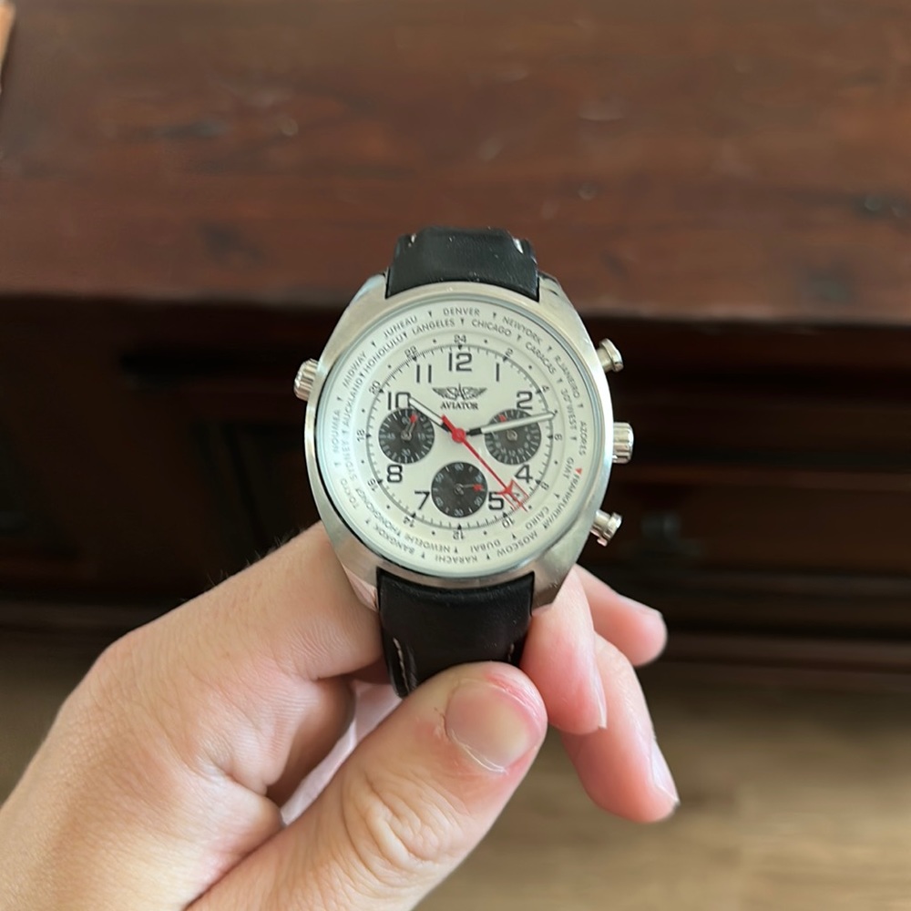 All stainless steel chronograph Aviator watch